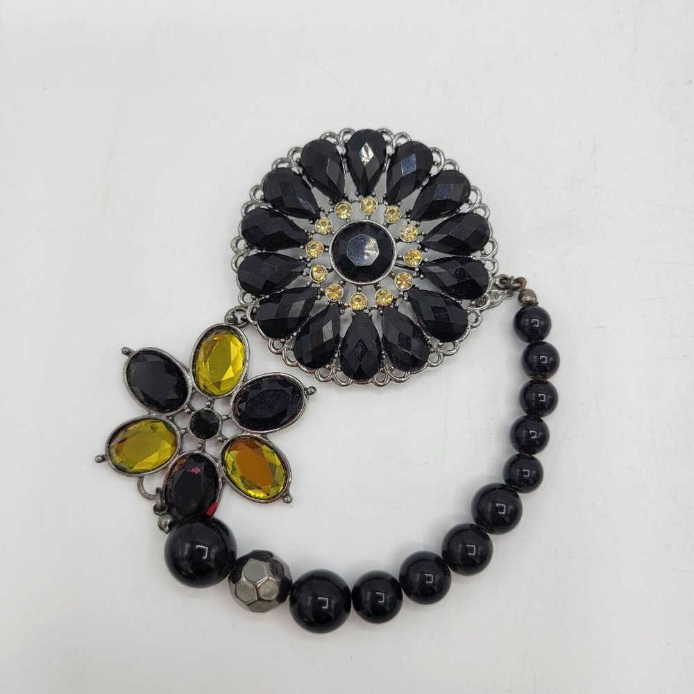 Premiere Designs Jewelry Brooch Pin Costume Jewelry Crochet Crystals Beads Vtg